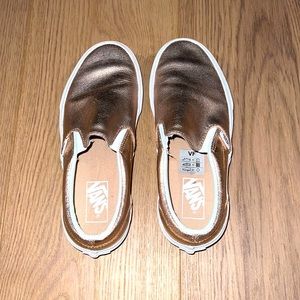 Vans rose gold metallic slip on shoes